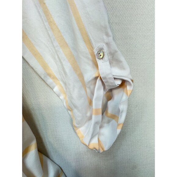 Soft Surroundings Women's Tunic Blouse Top Size S Peach White Stripe Asymmetrica - Picture 5 of 13